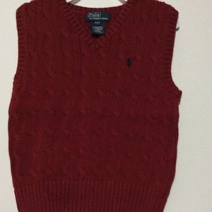red sweater vest for the holidays.